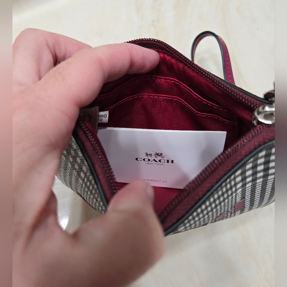 SALE Coach Peyton Glen Black and Red Checkered Women's Wristlet NWT - Picture 7 of 7
